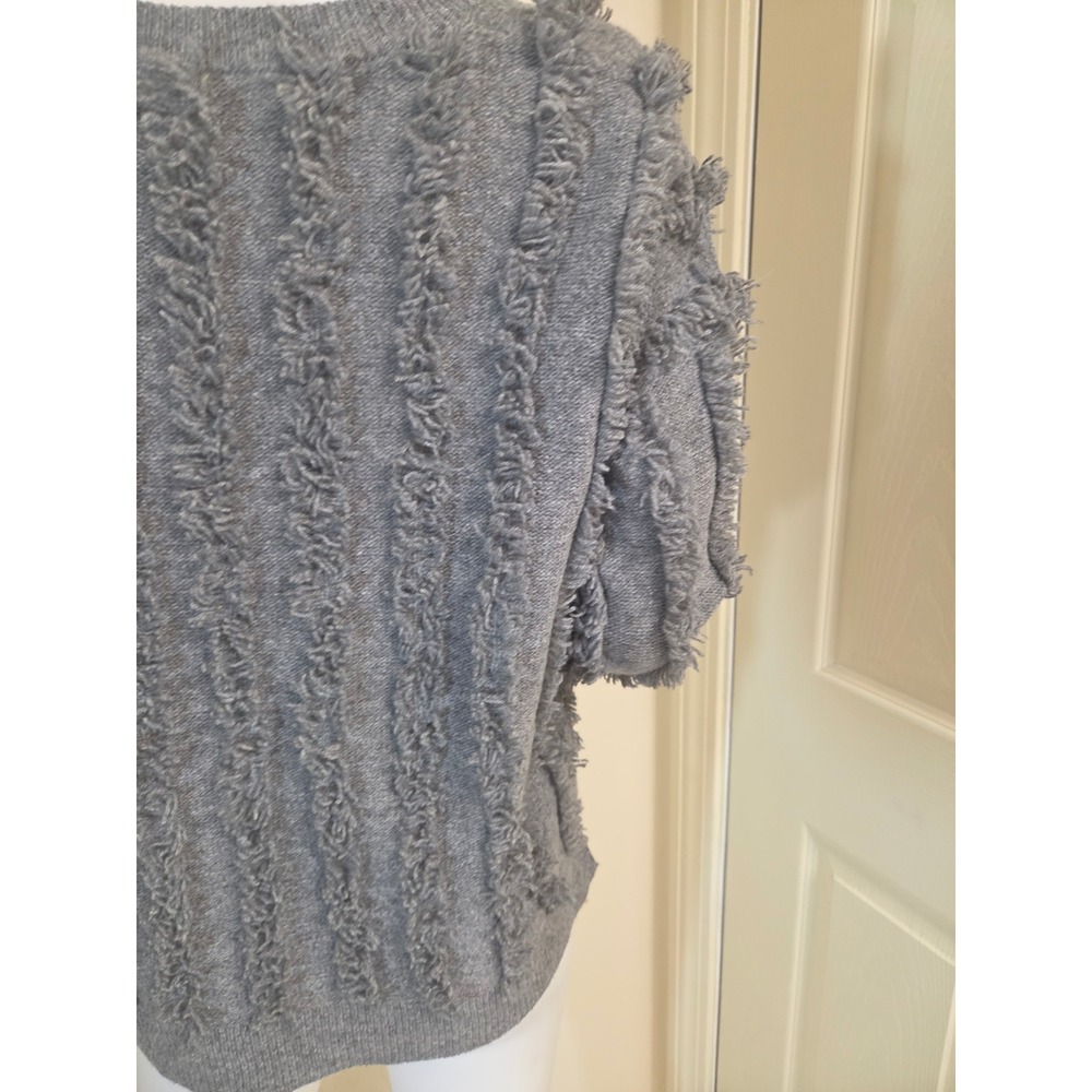 Madewell Gray 100% Merino Wool Fringe Textured Pullover Sweater XXS - Picture 7 of 10